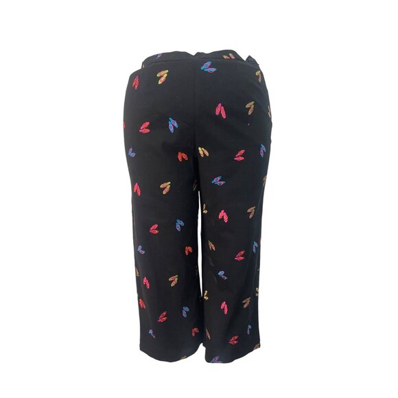 Coldwater Creek Pants - Coldwater Creek Womens Black Cropped Pants Butterfly Print Size 18
